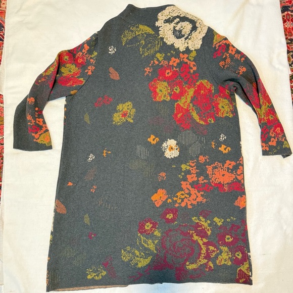 J. Jill Multicolor Floral Heavy Knit Wool Alpaca Blend Longline Cardigan Size 3X - Picture 9 of 12